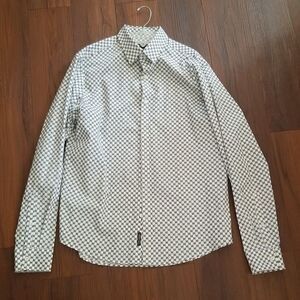 Michael Kors Slim Fit Monogram Allover MK Long Sleeve Shirt Sz Large